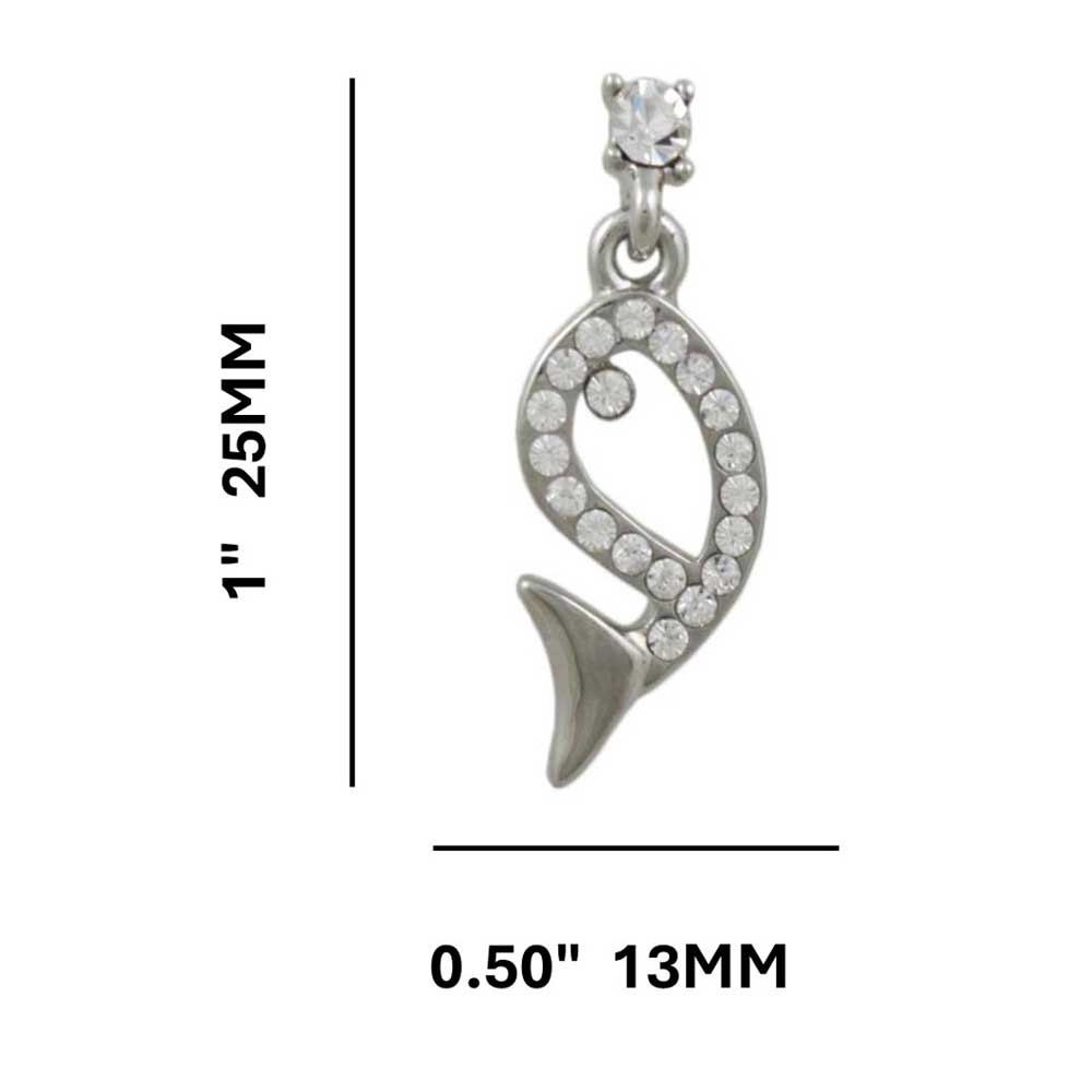Crystal Open Whale Dangling Pierced Earring - REC906A - Lilylin Designs