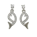 Crystal Open Whale Dangling Pierced Earring - REC906A - Lilylin Designs