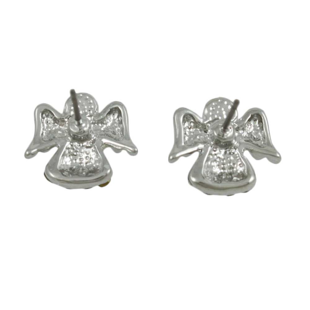 Small Silver Crystal Angel Stud Pierced Earring - REC907 - Lilylin Designs