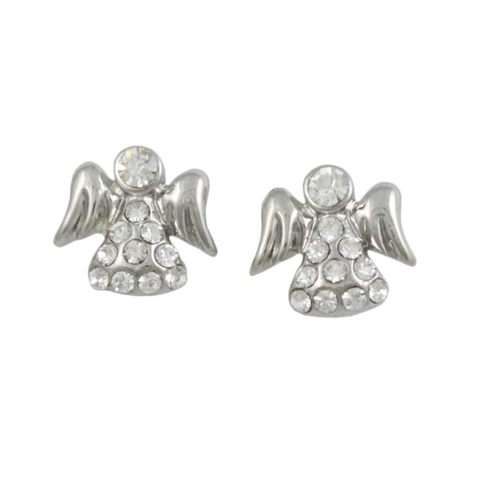 Small Silver Crystal Angel Stud Pierced Earring - REC907 - Lilylin Designs