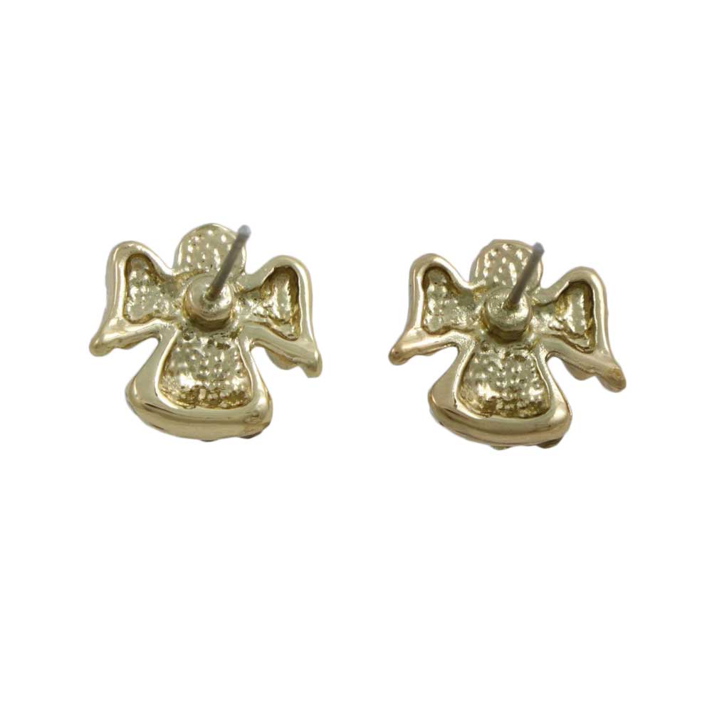 Small Gold Crystal Angel Pierced Earring - REC907G - Lilylin Designs