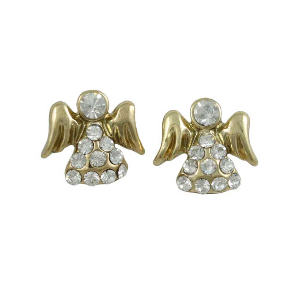 Small Gold Crystal Angel Pierced Earring - REC907G - Lilylin Designs