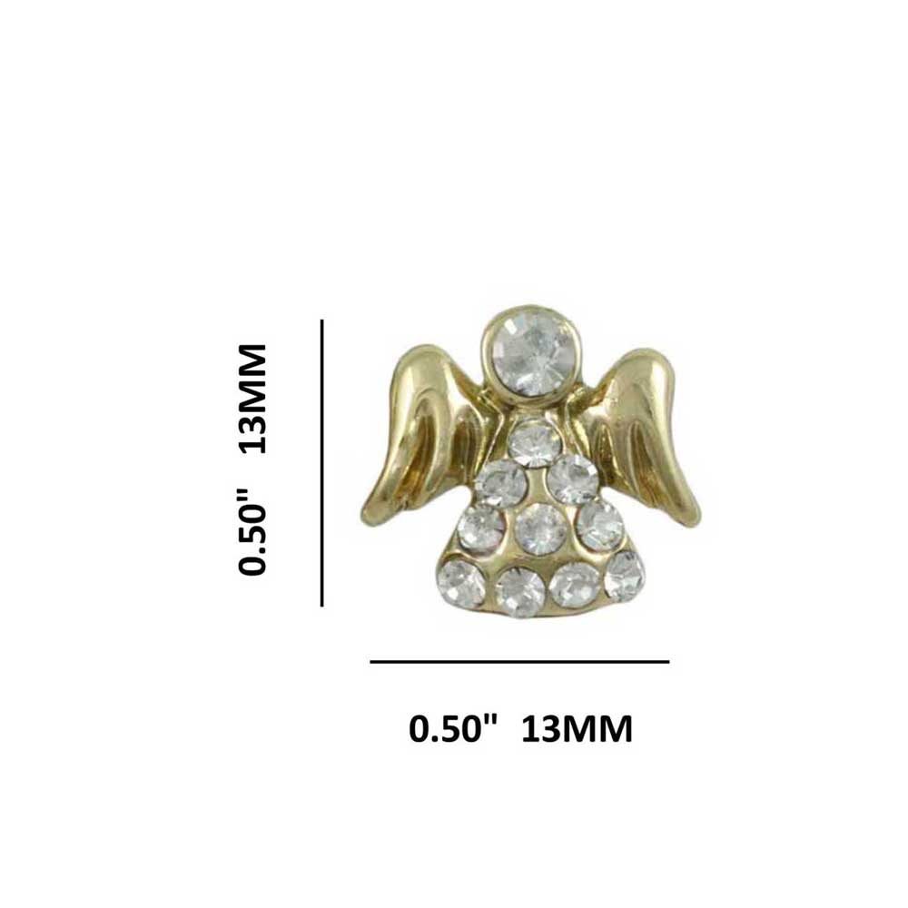 Small Gold Crystal Angel Pierced Earring - REC907G - Lilylin Designs