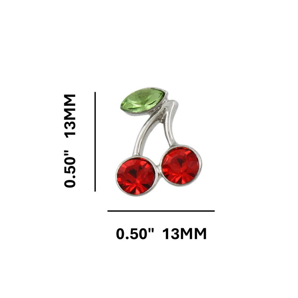 Red Crystal Cherries with Green Crystal Leaf Earring - REC919 - Lilylin Designs