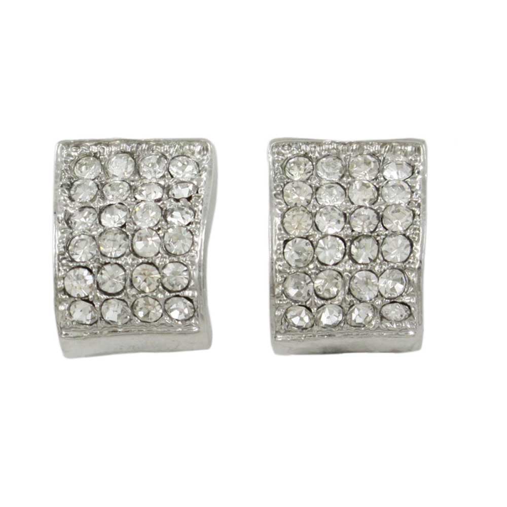 Lilylin Designs Silver and Clear Crystals Arch Rectangle Clip Earring