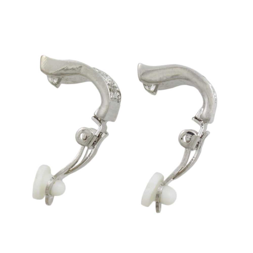 Silver and Clear Crystals Arched Rectangle Clip Earring - REC934 - Lilylin Designs