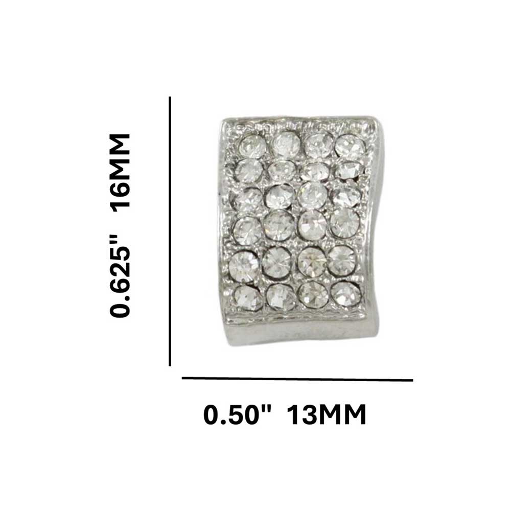 Silver and Clear Crystals Arched Rectangle Clip Earring - REC934 - Lilylin Designs