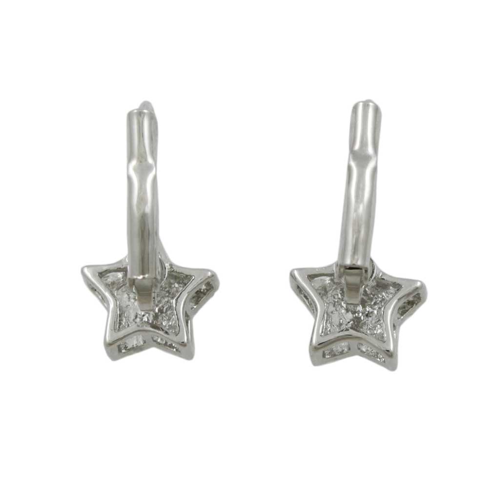 Clear Crystal Studded Silver Star Leverback Earring - REC940 - Lilylin Designs