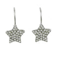 Clear Crystal Studded Silver Star Leverback Earring - REC940 - Lilylin Designs