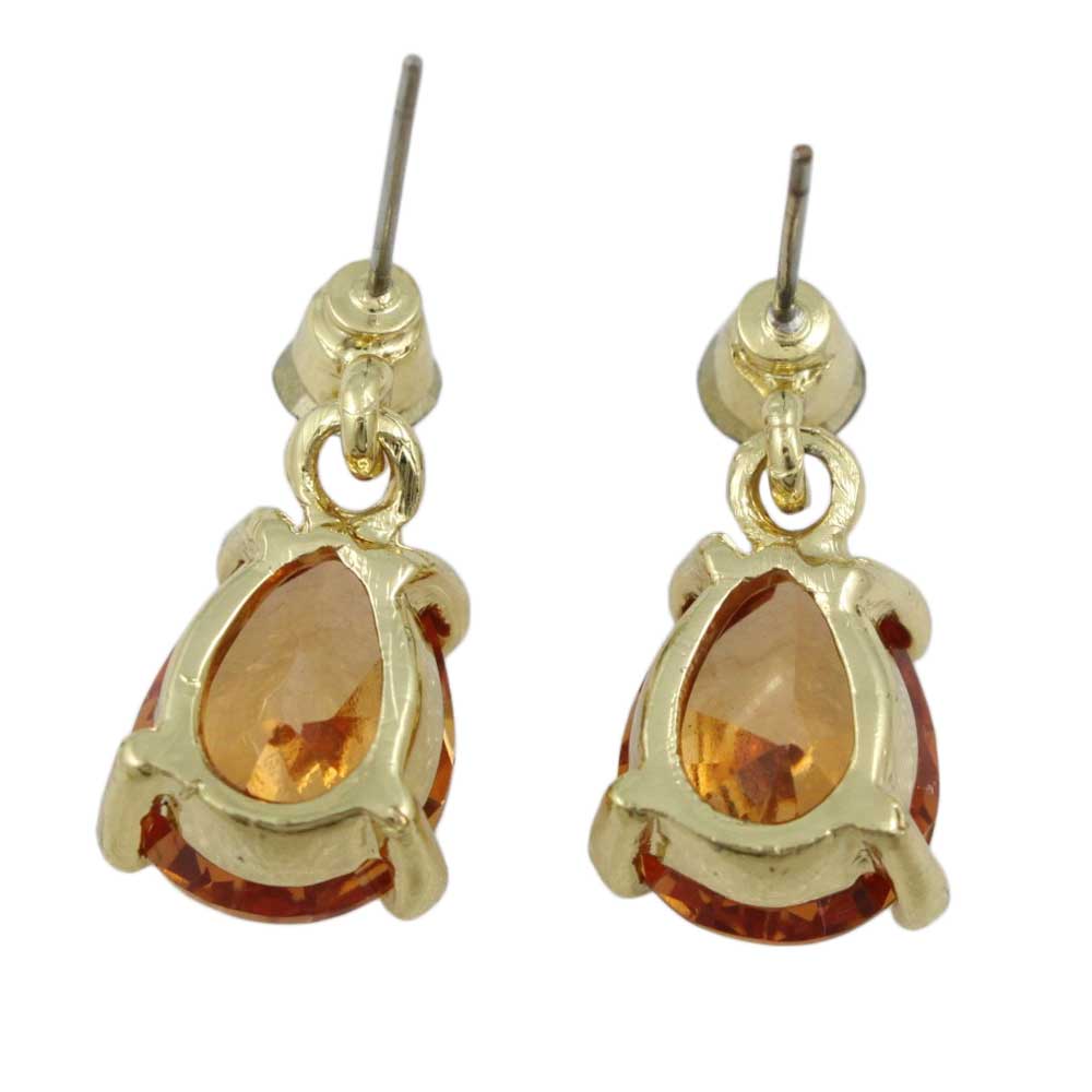 Brown Crystal Teardrop Dangling Pierced Earring - REC963 - Lilylin Designs