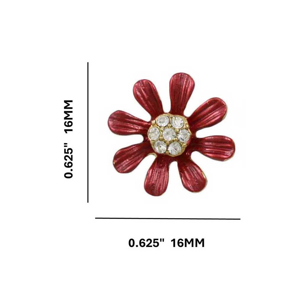 Burnt Orange Flower with Crystal Center Pierced Earring - REE101 - Lilylin Designs