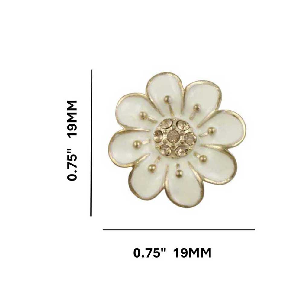 Cream Flower with Light Brown Crystals Pierced Earring - REE124 - Lilylin Designs