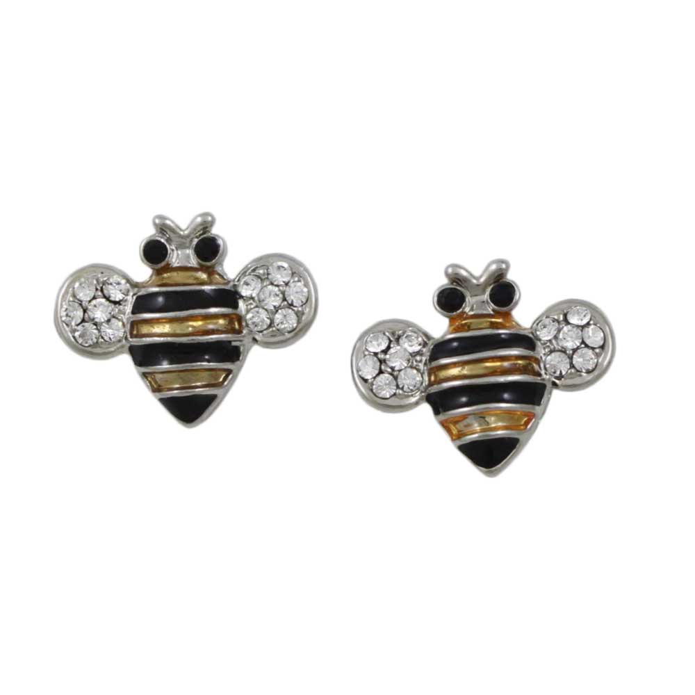 Black and Gold Enamel Bee Clip Earring - REE141C - Lilylin Designs