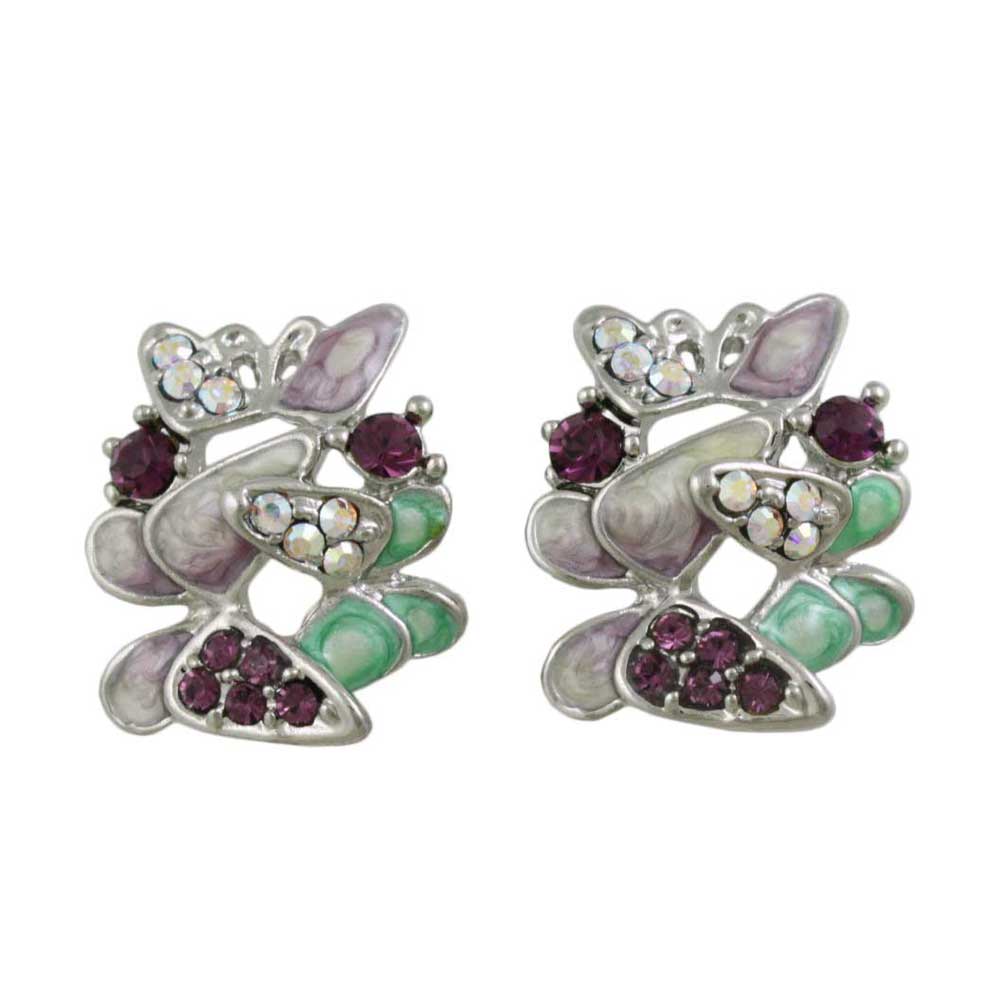 Lilylin Designs Purple and Green Crystal Butterflies Pierced Earring