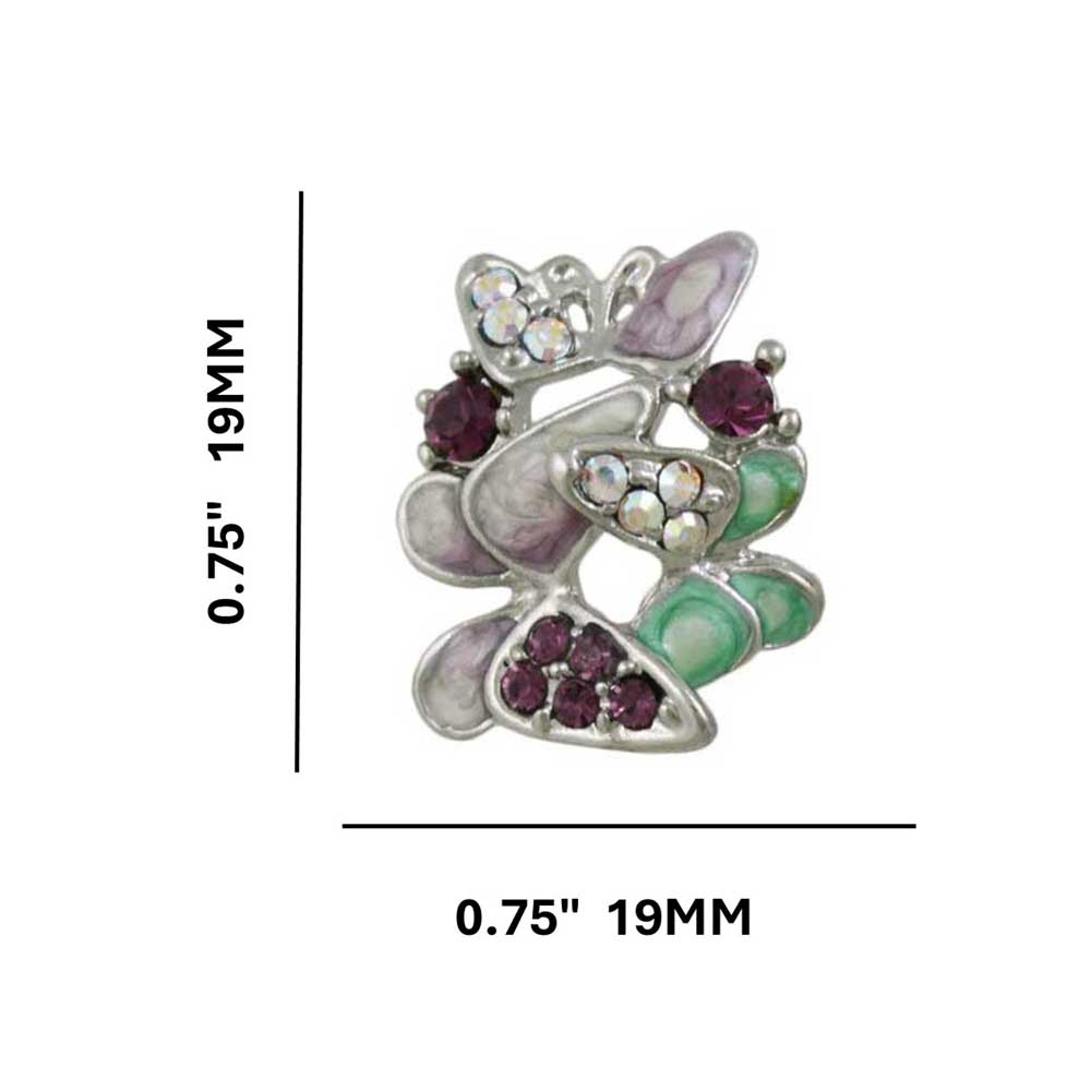 Purple and Green Crystal Butterflies Pierced Earring - REE202 - Lilylin Designs