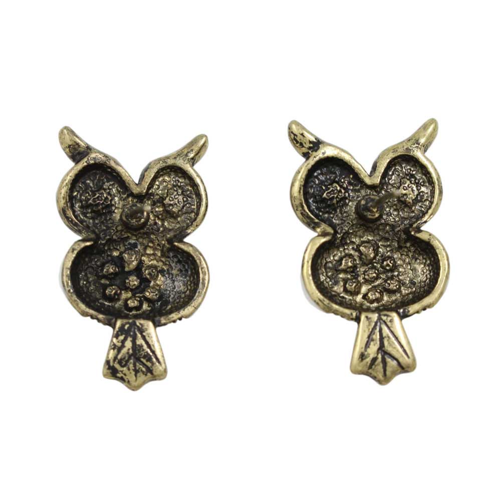 White Enamel Antique Owl Pierced Earring - REE401 - Lilylin Designs