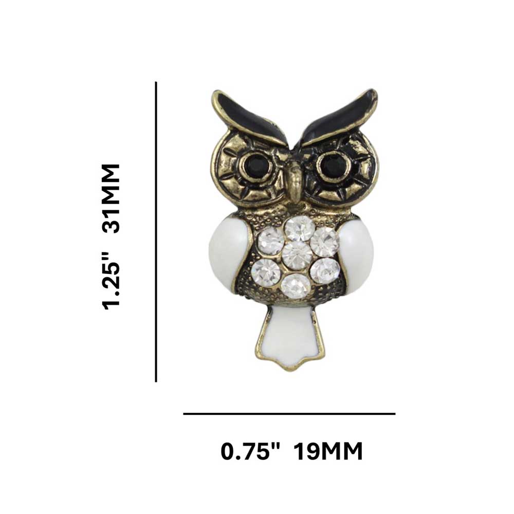 White Enamel Antique Owl Pierced Earring - REE401 - Lilylin Designs