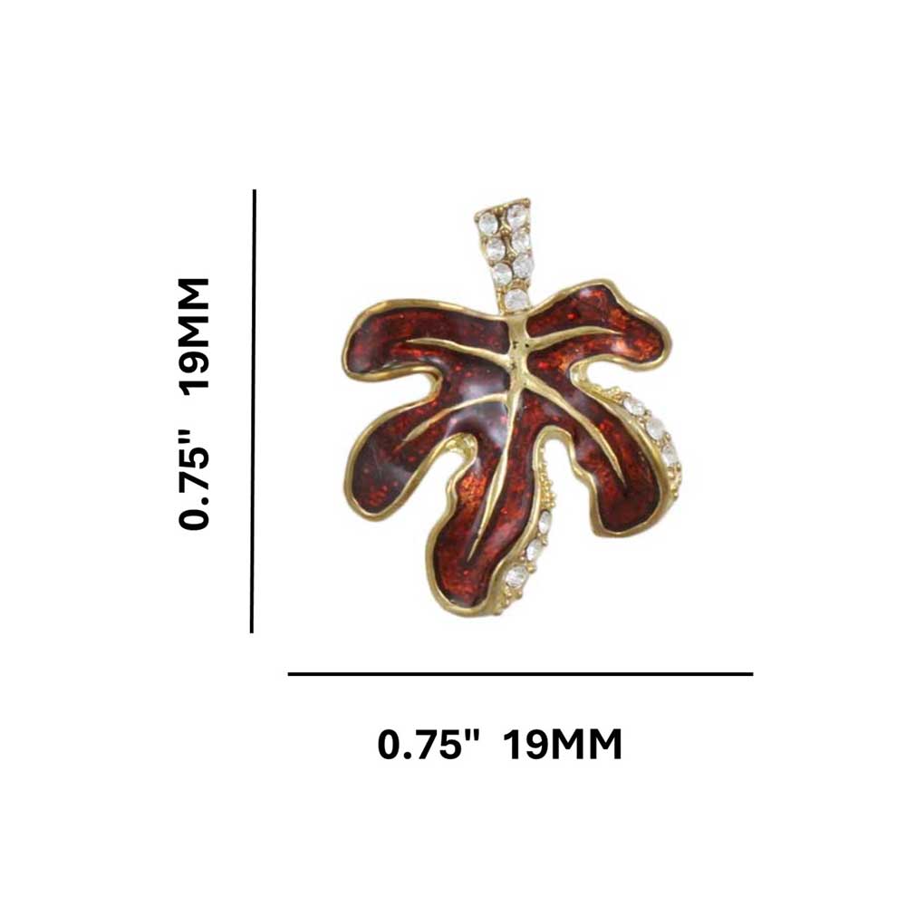 Burgundy Enamel Leaf with Clear Crystals Pierced Earring - REE402 - Lilylin Designs