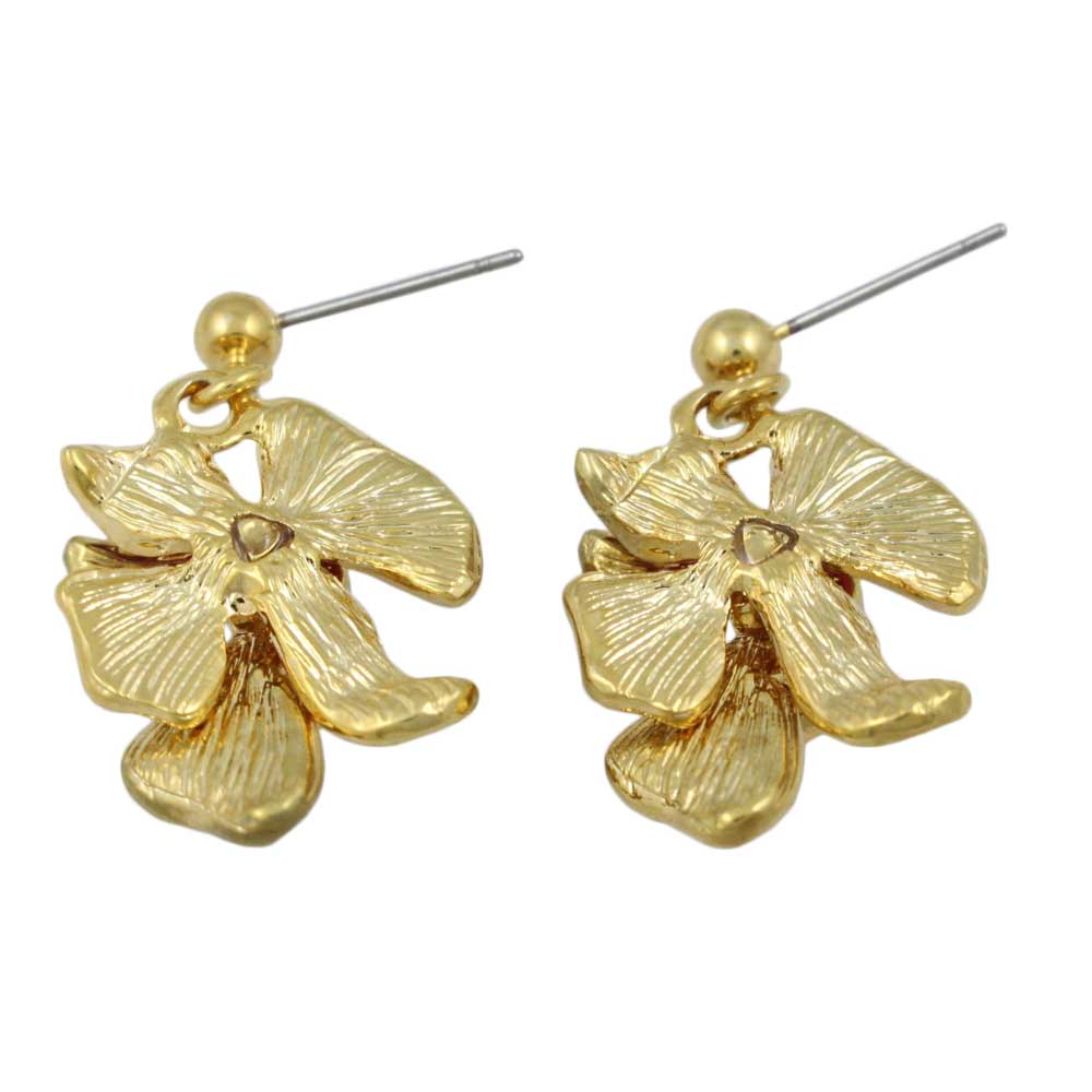 Red Rose with Enamel and Crystals Dangling Earring - REE403 - Lilylin Designs