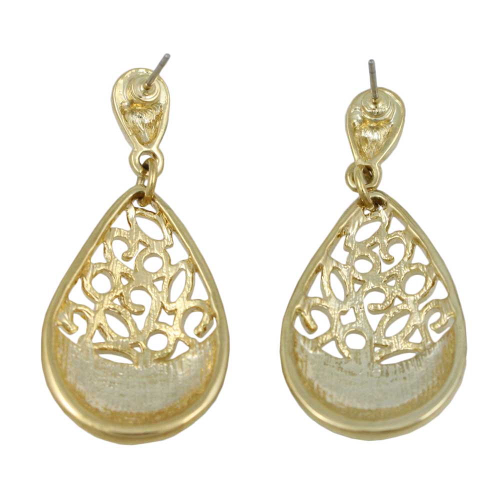 Green Enamel and Crystal Filigree Teardrop Dangle Earring - REE404GN - Lilylin Designs