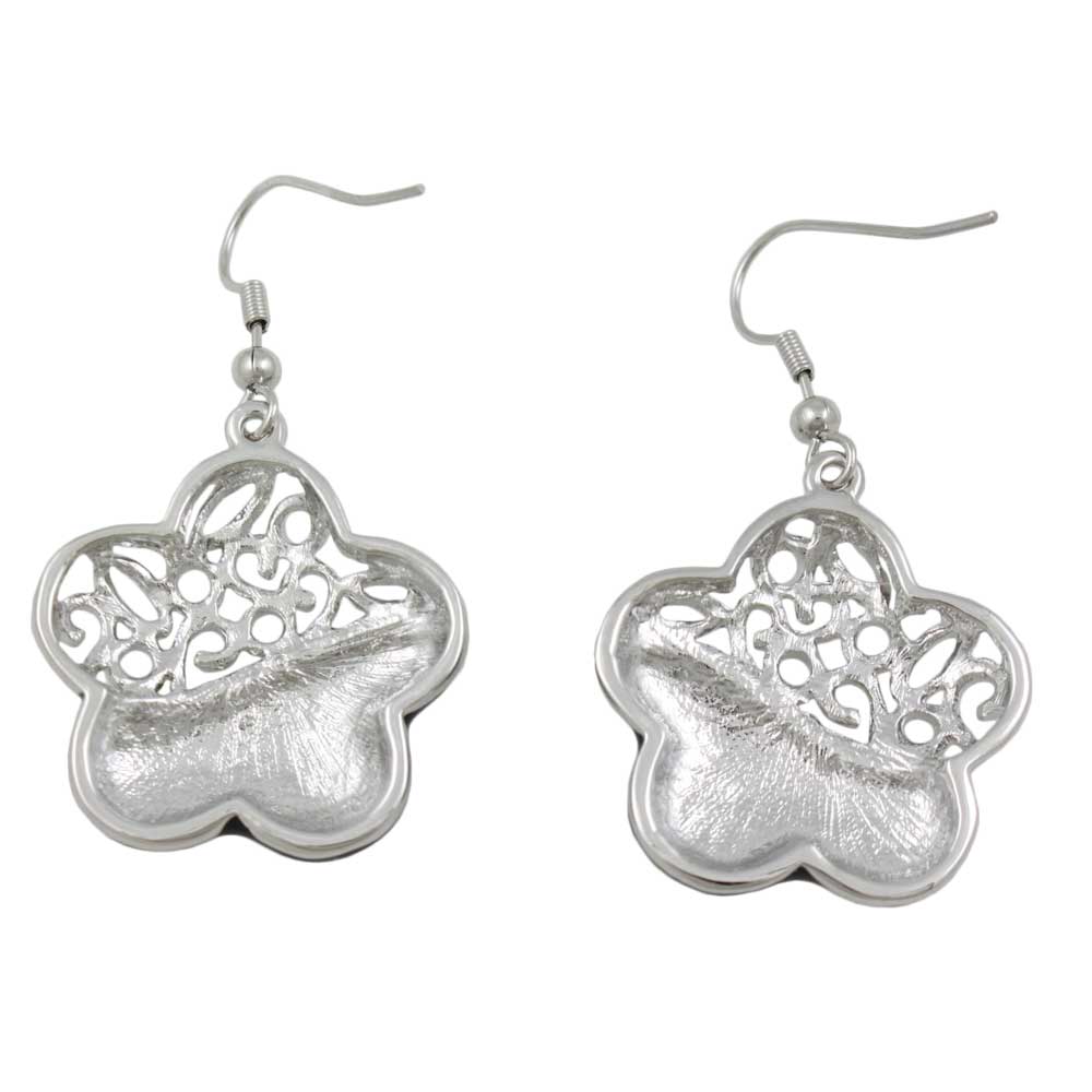 Black and Crystal Filigree Flower Dangling Earring - REE405BK - Lilylin Designs