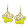 Yellow and Crystal Filigree Flower Dangling Earring - REE405YW - Lilylin Designs