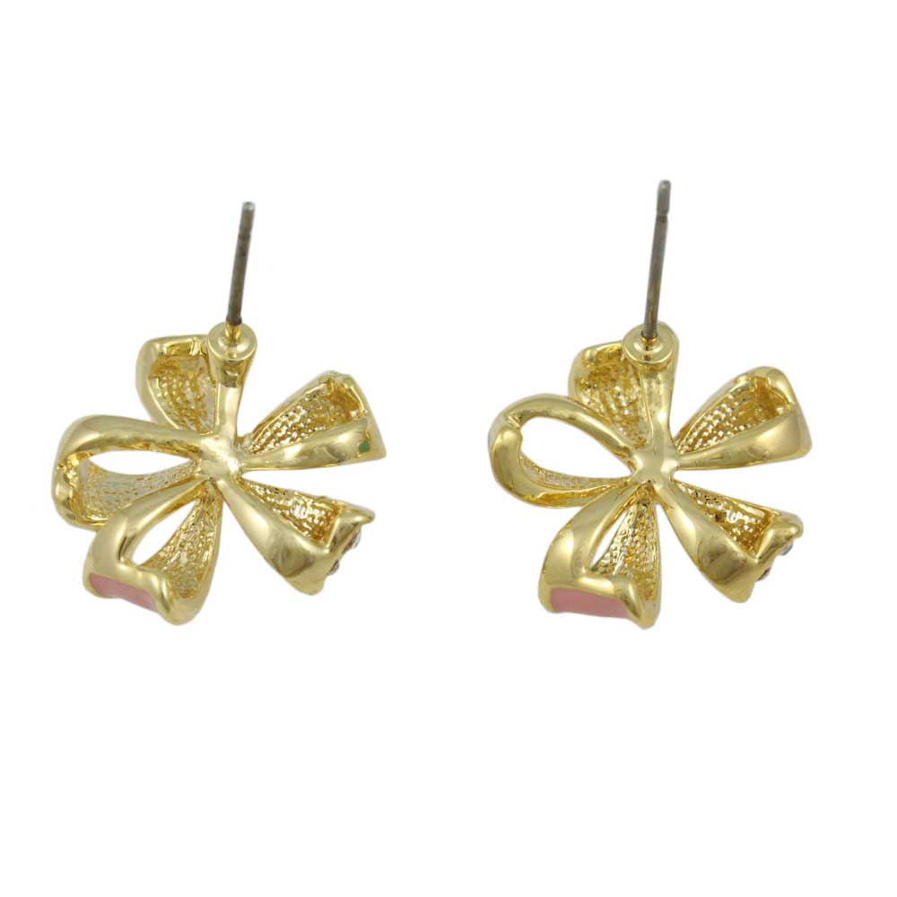 Pastel Enamel and Crystal Fancy Bow Pierced Earring - REE409 - Lilylin Designs