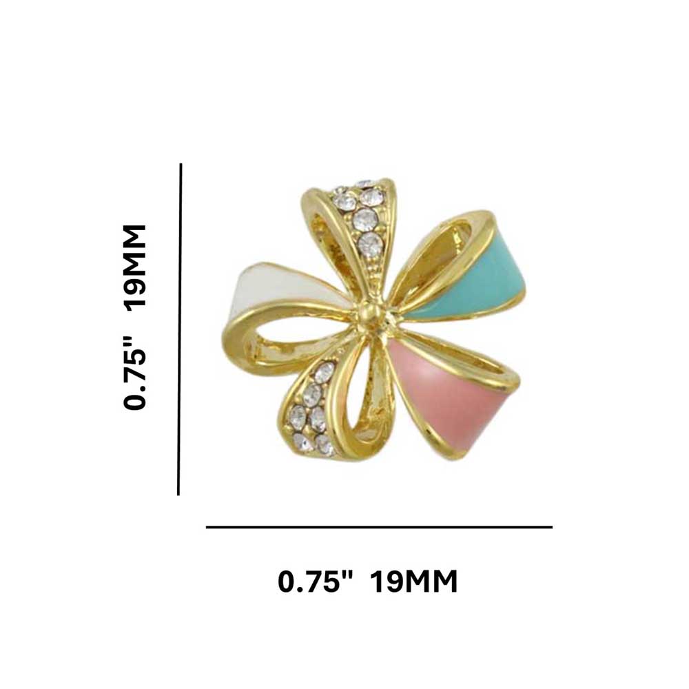 Pastel Enamel and Crystal Fancy Bow Pierced Earring - REE409 - Lilylin Designs