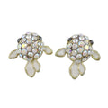 Tiny Cream Enamel and Crystal Fish Pierced Earring - REE506 - Lilylin Designs