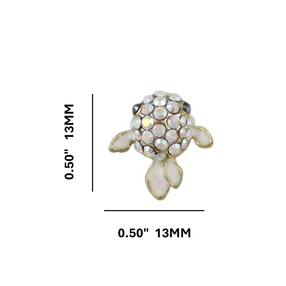 Tiny Cream Enamel and Crystal Fish Pierced Earring - REE506 - Lilylin Designs
