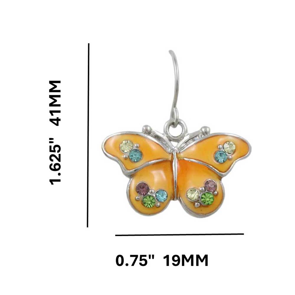 Light Orange Enamel with Pastel Crystals Butterfly Earring - REE508 - Lilylin Designs