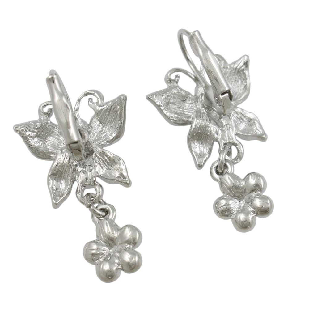 Blue Butterfly with Crystal Daisy Pierced Earring - REE509 - Lilylin Designs