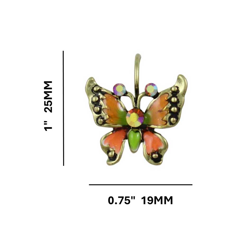 Orange Antique Butterfly Pierced Earring - REE531 - Lilylin Designs