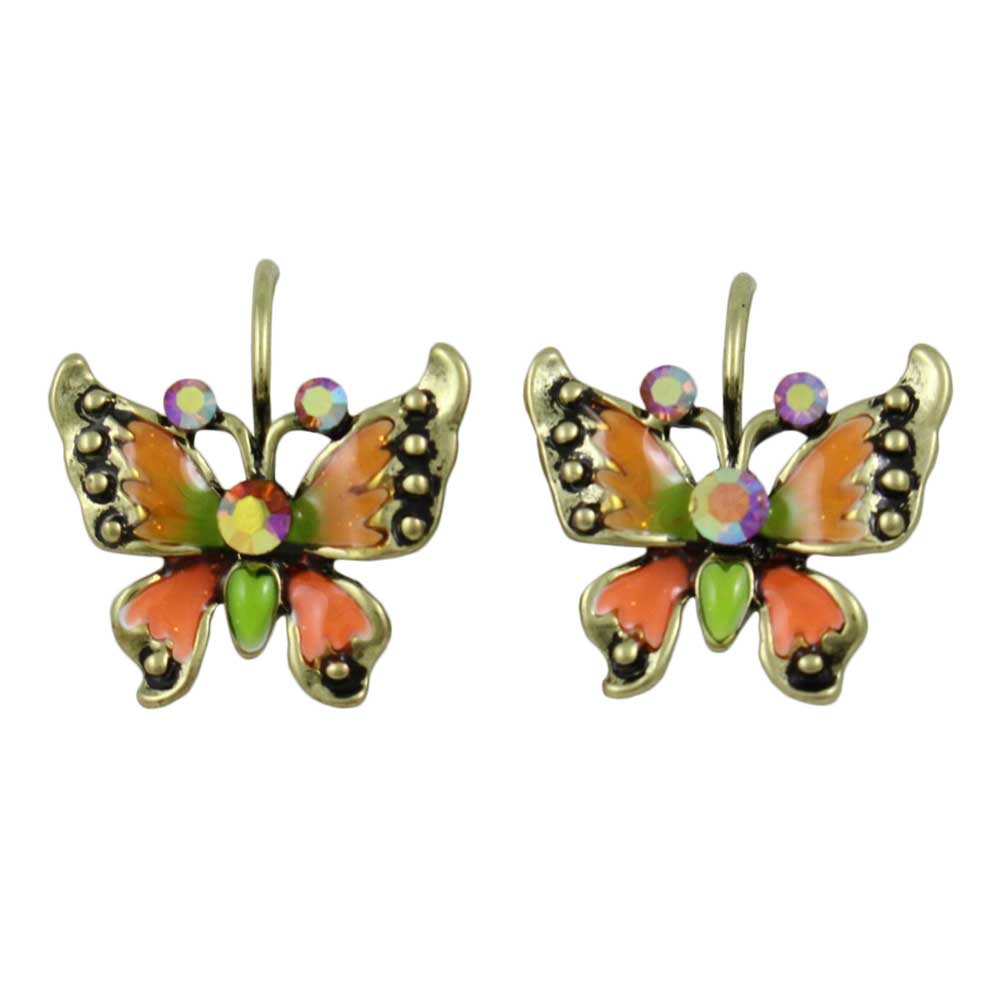 Orange Antique Butterfly Pierced Earring - REE531 - Lilylin Designs