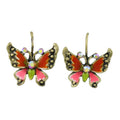 Orange and Pink Butterfly Pierced Earring - REE531HP - Lilylin Designs