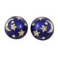 Blue Enamel and Crystal Celestial Clip Earring - REE701C - Lilylin Designs