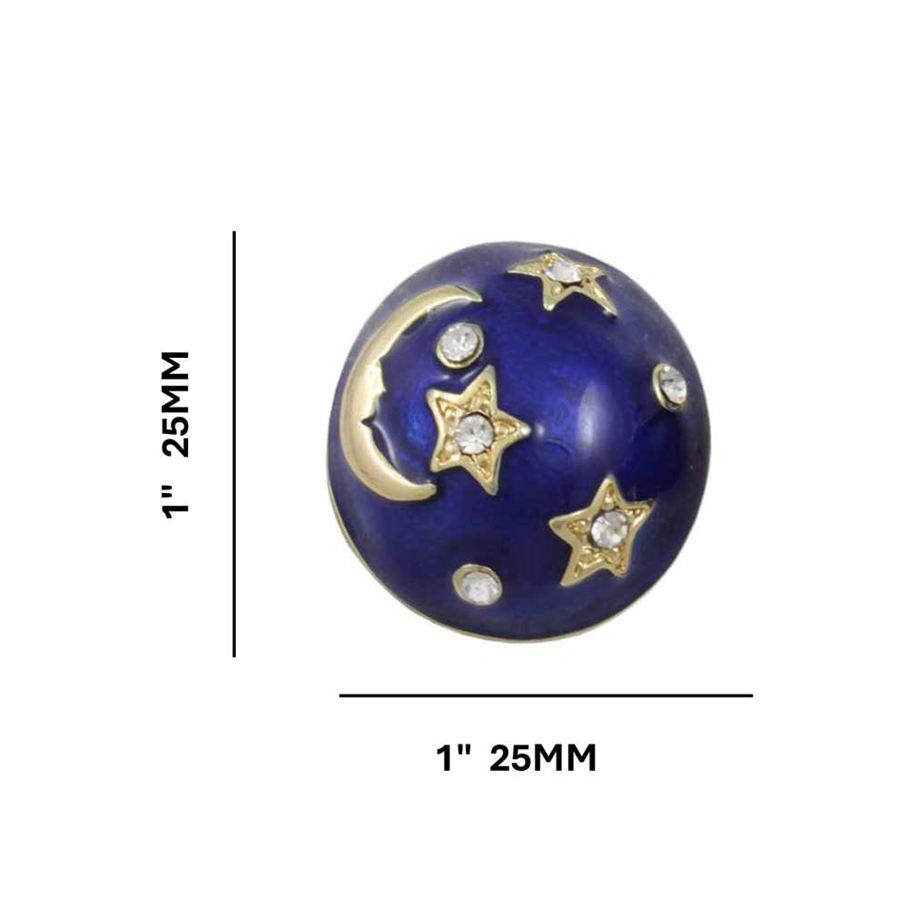 Blue Enamel and Crystal Celestial Clip Earring - REE701C - Lilylin Designs
