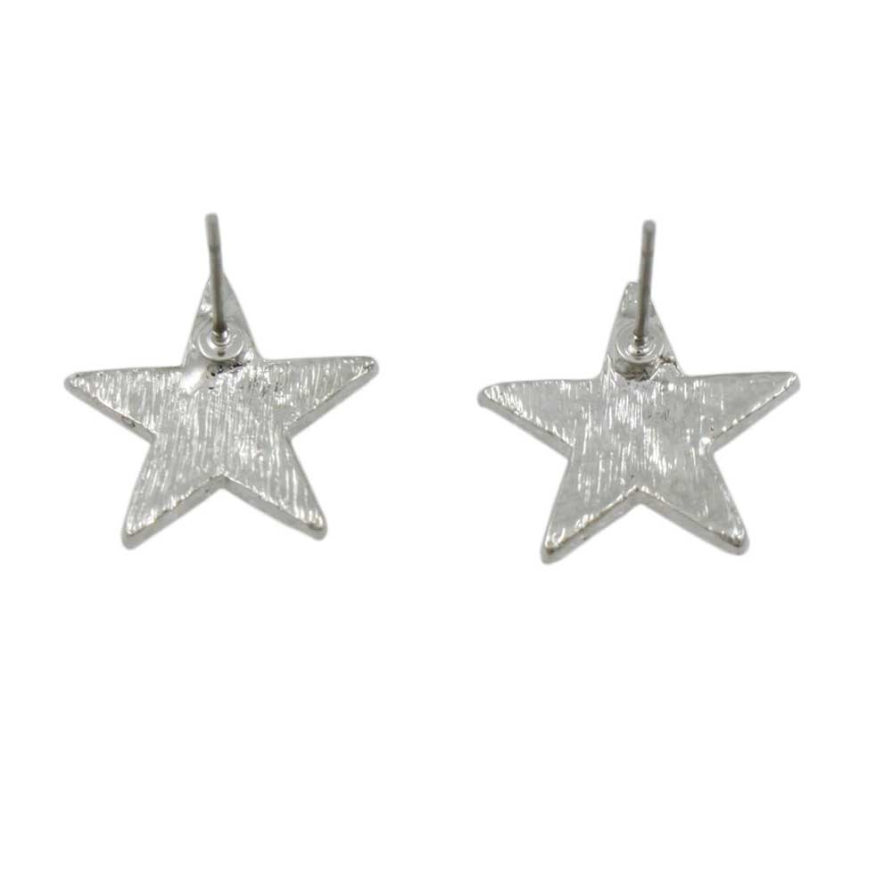 Crystal Star Outlined in Black Enamel Stud Pierced Earring - REE710 - Lilylin Designs