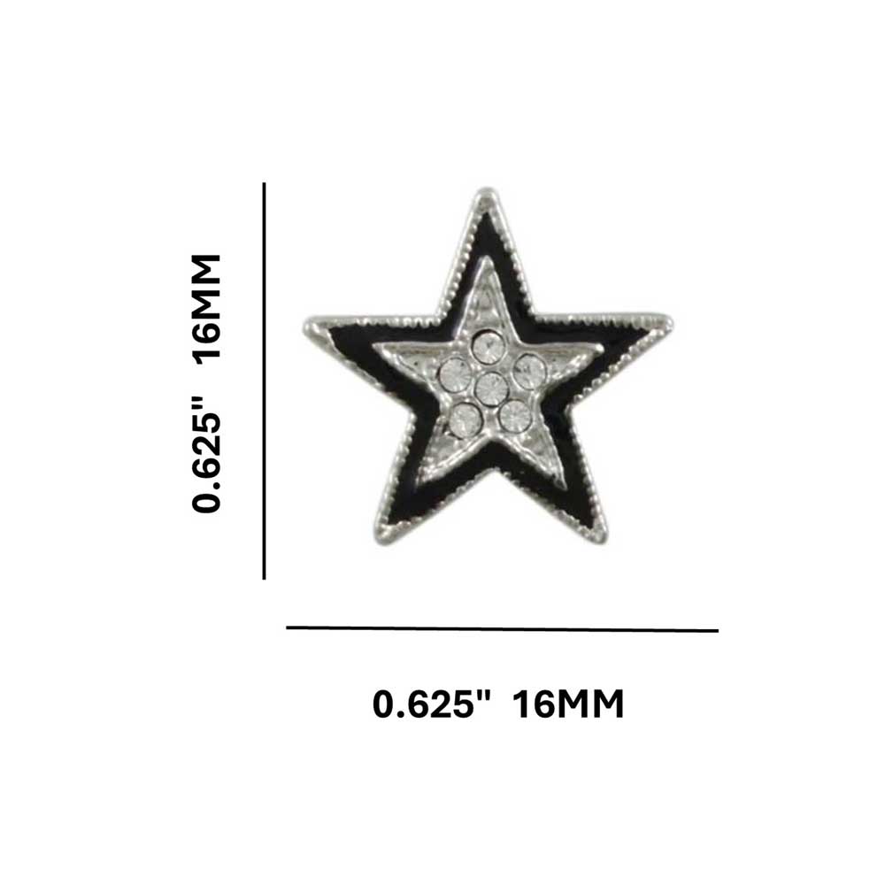 Crystal Star Outlined in Black Enamel Stud Pierced Earring - REE710 - Lilylin Designs