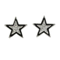 Crystal Star Outlined in Black Enamel Stud Pierced Earring - REE710 - Lilylin Designs