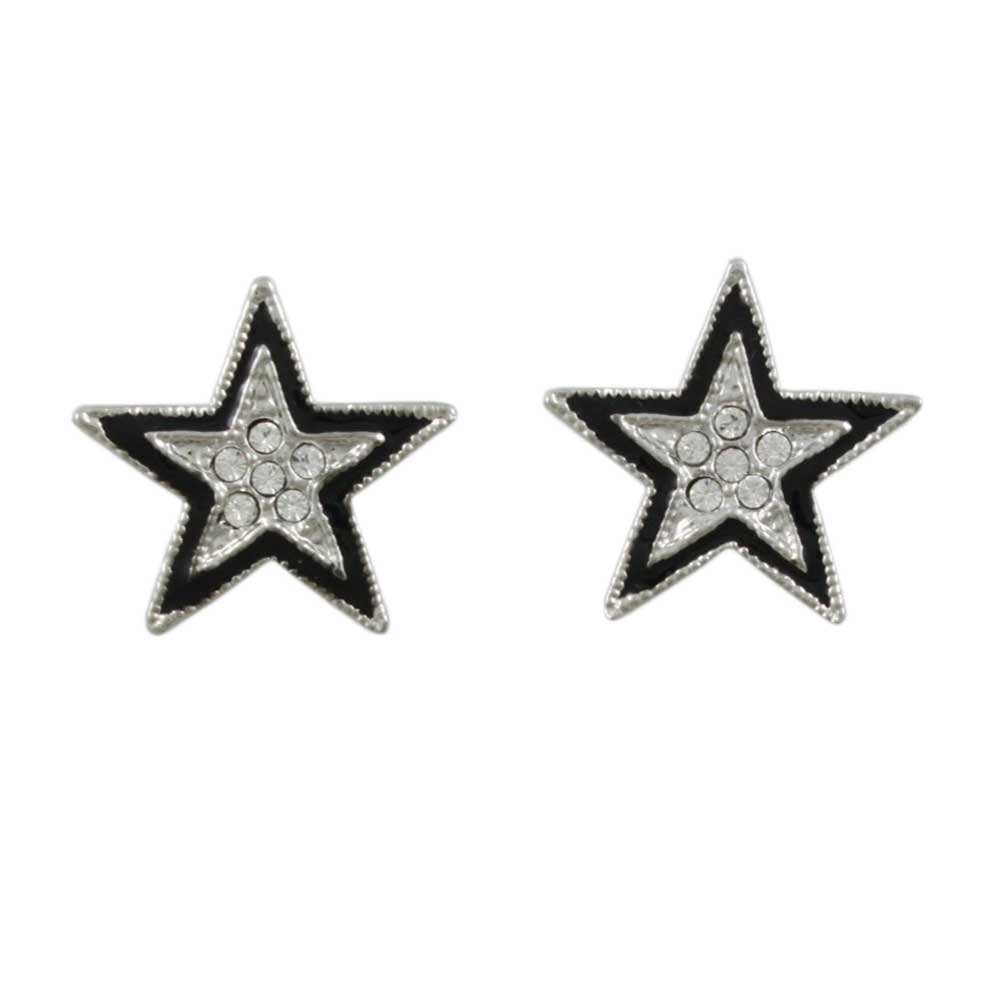 Lilylin Designs Crystal Star Outlined in Black Enamel Stud Pierced Earring 