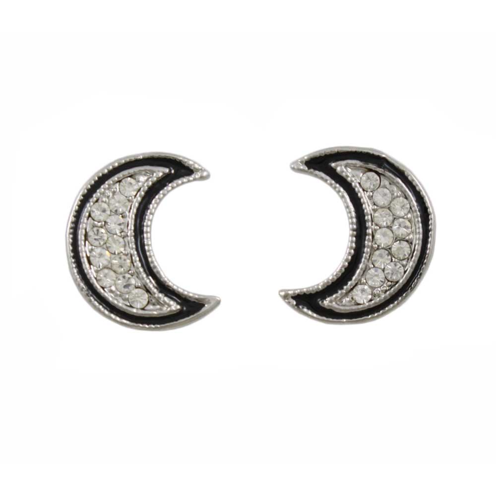 Lilylin Designs Crescent Moon with Black and Crystal Pierced Earring