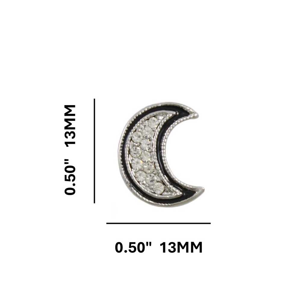 Crescent Moon with Black and Crystal Pierced Earring - REE711 - Lilylin Designs