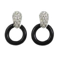 Black and Crystal Doorknocker Pierced Earring in Silver - REE829P - Lilylin Designs