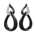 Black Enamel and Clear Crystals Open Teardrops Earring - REE903 - Lilylin Designs