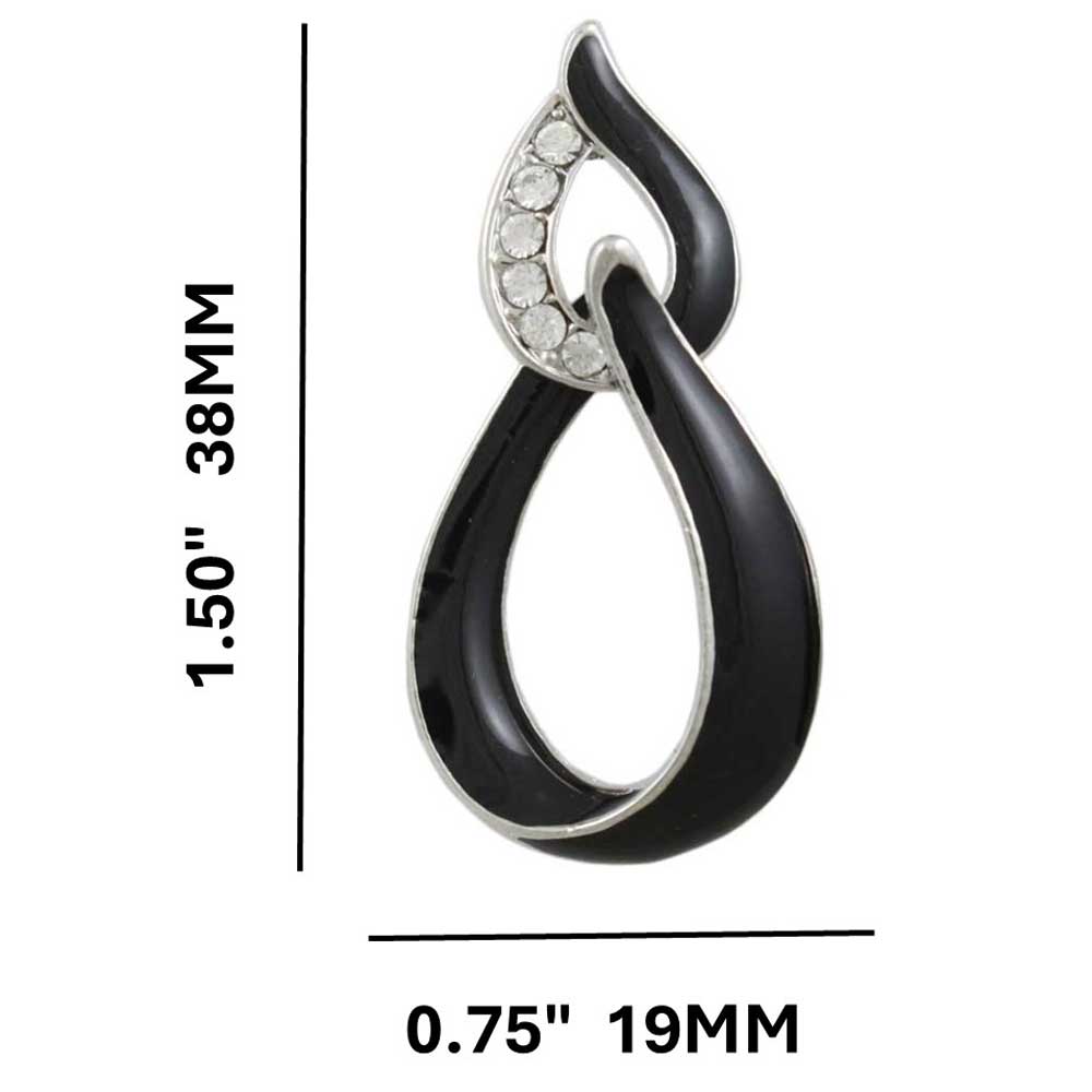Black Enamel and Clear Crystals Open Teardrops Earring - REE903 - Lilylin Designs