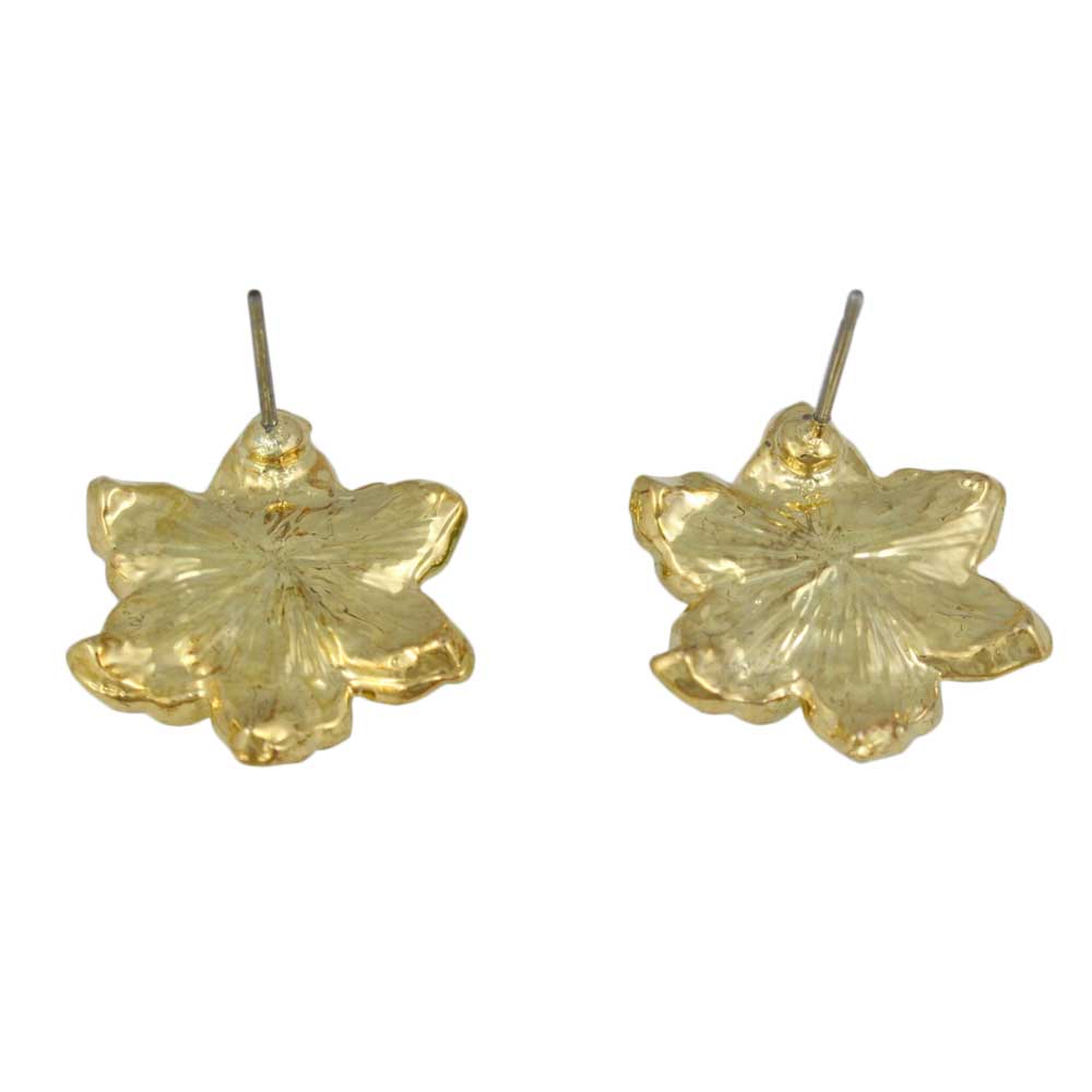 Pale Pink Enamel with Crystals Flower Pierced Earring - REE909LP - Lilylin Designs