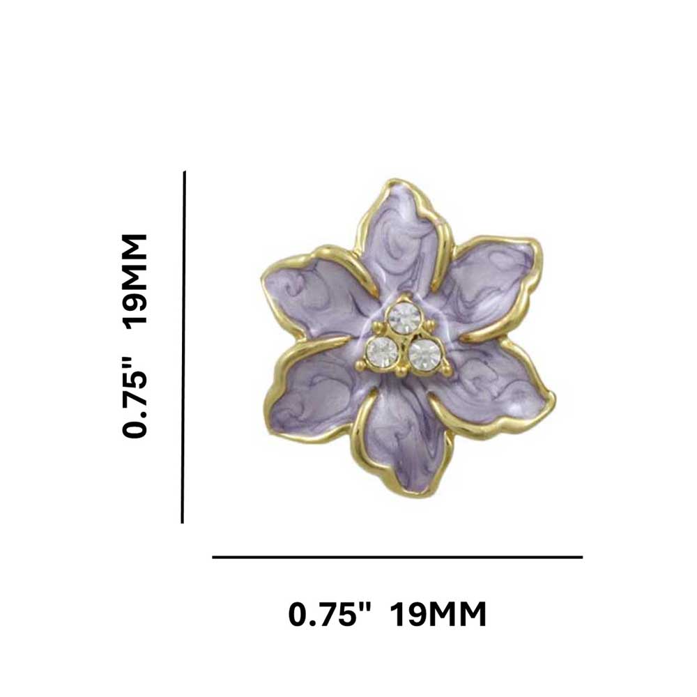 Purple Enamel with Crystals Flower Clip Earring - REE909C - Lilylin Designs