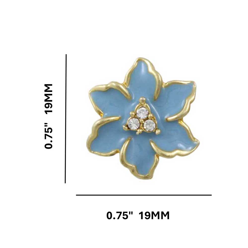 Blue Enamel with Crystals Flower Pierced Earring - REE909BL - Lilylin Designs