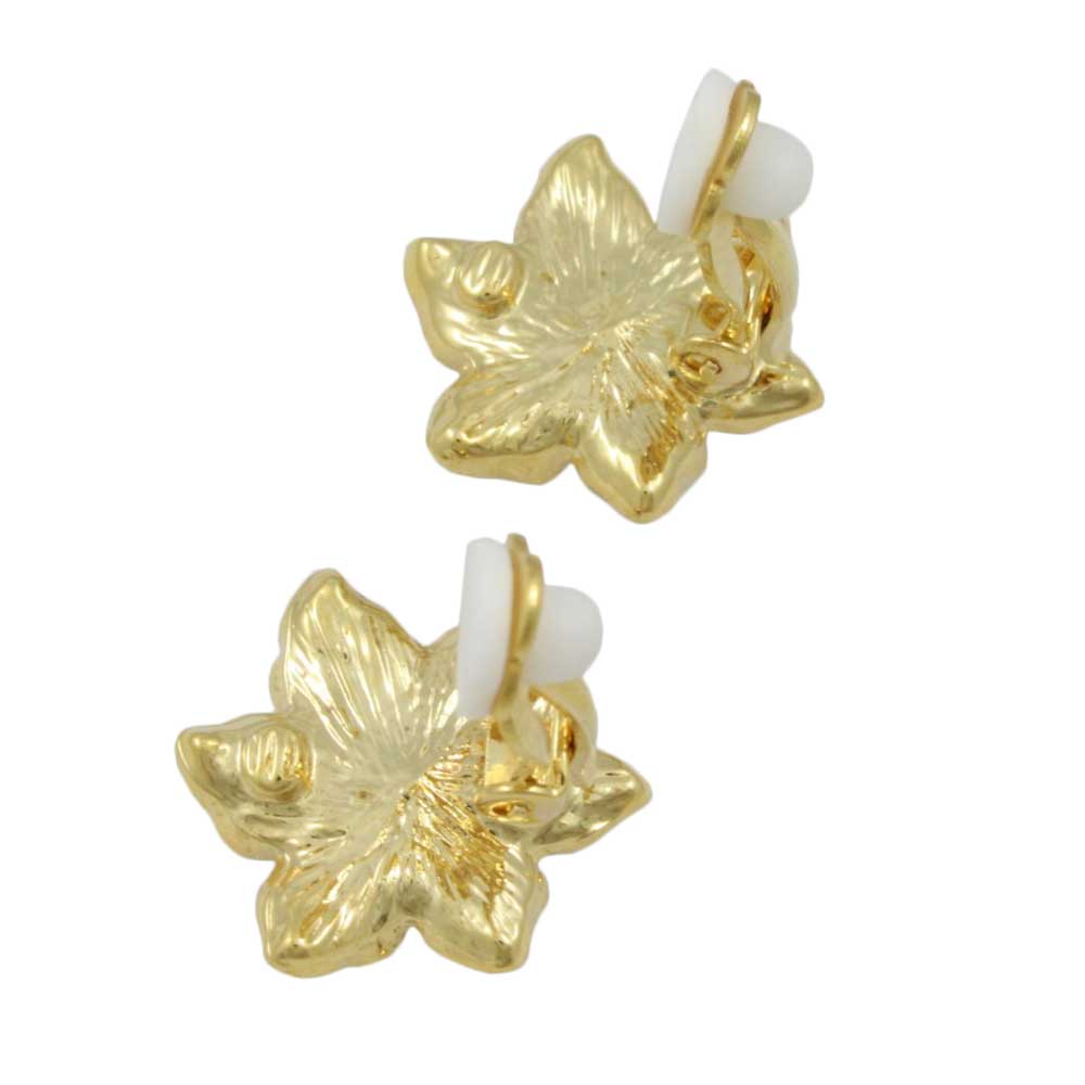 Pink Enamel with Crystals Flower Clip Earring - REE909PC - Lilylin Designs